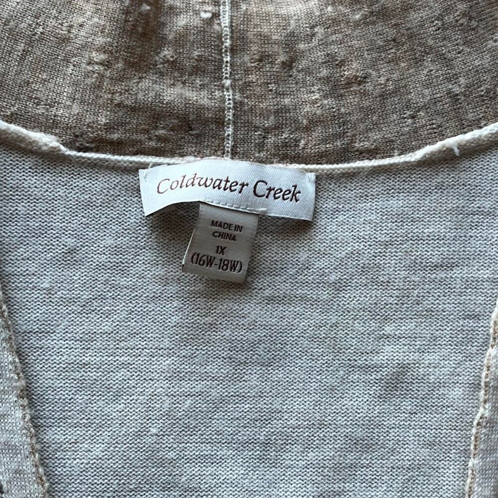 100% Wool Coldwater Creek Cardigan Women 1X Beige Cottagecore Woodsy Countrygirl - Picture 2 of 8